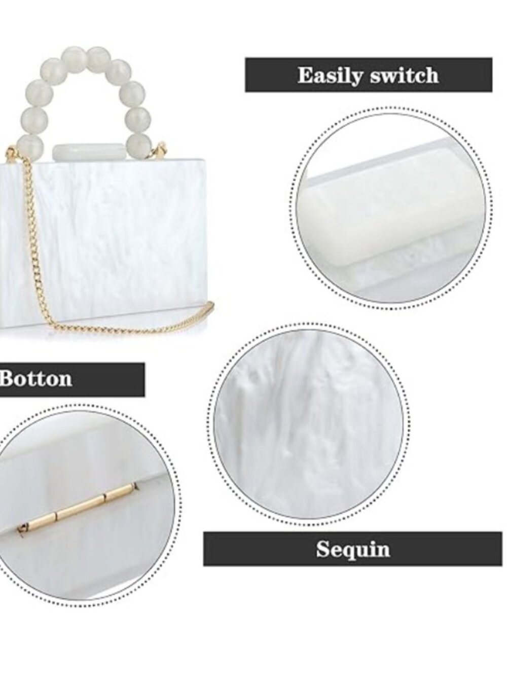 Like Comment Share Report Acrylic Purses Evening Clutch Bag Marbling Handbags fo - Picture 3 of 5